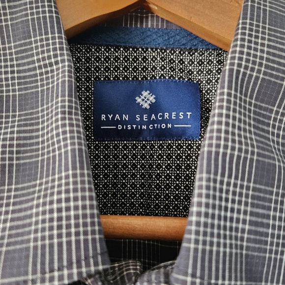 Ryan Seacrest Distinction Shirt Men's Grey Plaid Size L - Picture 5 of 5